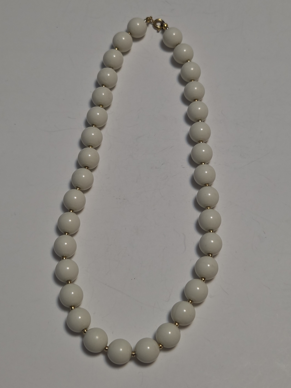 Classic Ivory Color Beaded 17" Necklace With Gold-Tone Accents